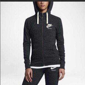 Nike | Full Zip Up Cotton Hooded Sweatshirt Gray Womens Size M